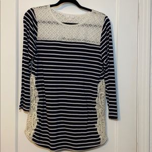 Black & white striped top with lace details